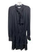 Parker Size XS Black Silk Long Sleeve Embellished Tie Neck V Neck Dress Black / XS