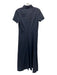 Theory Size 4 Navy Linen Blend Cap Sleeve Button Front Collar Midi Dress Navy / 4