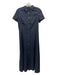 Theory Size 4 Navy Linen Blend Cap Sleeve Button Front Collar Midi Dress Navy / 4