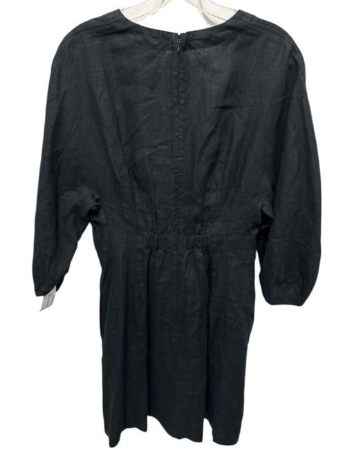 Madewell Size 2 Black Linen V Neck Above knee Fit & Flare Dress Black / 2