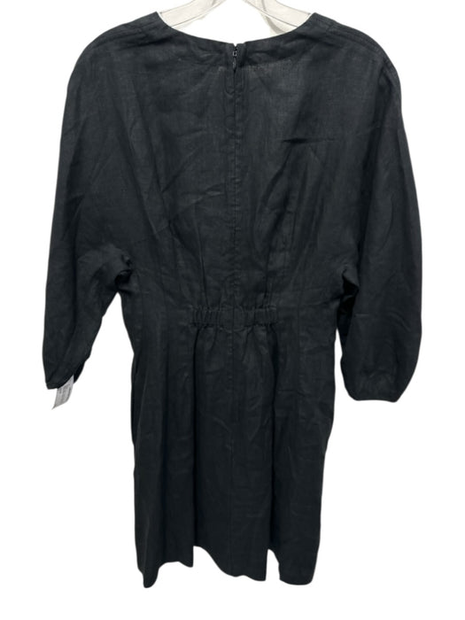 Madewell Size 2 Black Linen V Neck Above knee Fit & Flare Dress Black / 2