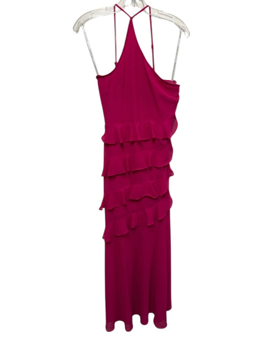 Lovers + Friends Size XS Dark Pink Polyester Spaghetti Strap Ruffles Gown Gown Dark Pink / XS