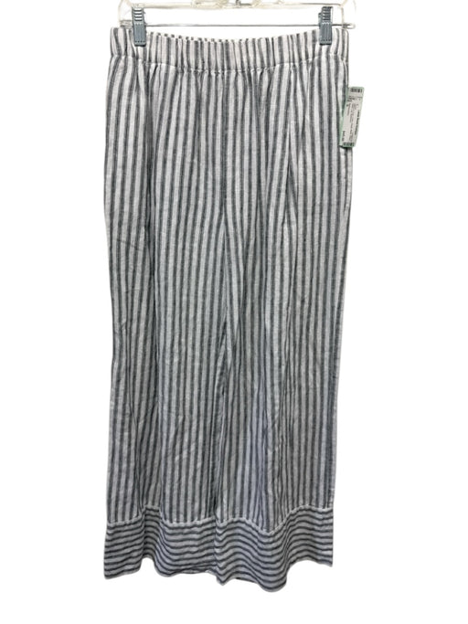 Reformation Size S White & Gray Linen Elastic Waist Stripe Wide Leg Pants White & Gray / S