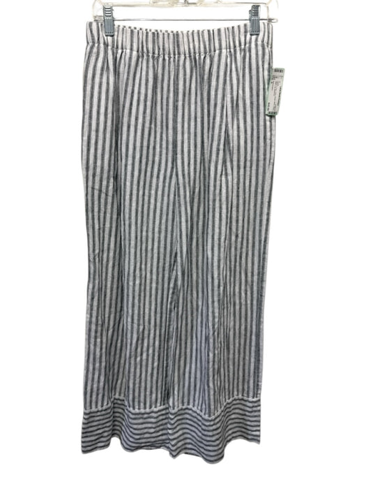 Reformation Size S White & Gray Linen Elastic Waist Stripe Wide Leg Pants White & Gray / S