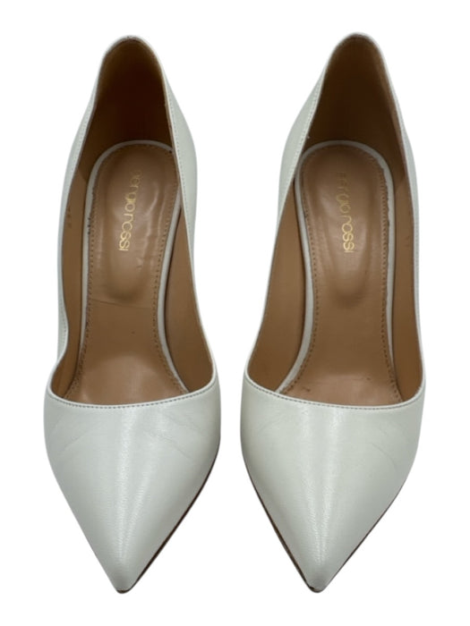 Sergio Rossi Shoe Size 37 White Leather Pointed Toe Stiletto Pumps White / 37