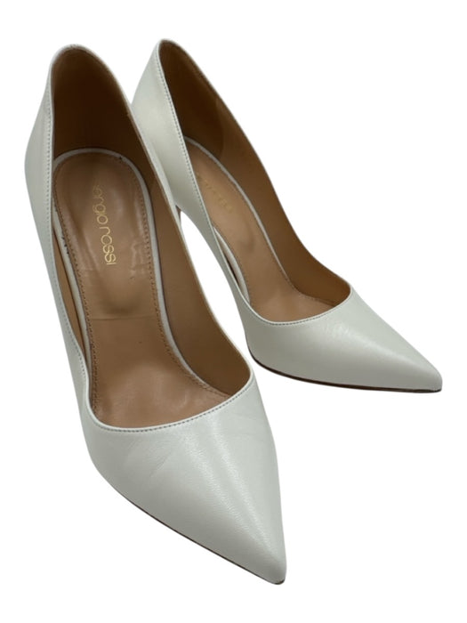 Sergio Rossi Shoe Size 37 White Leather Pointed Toe Stiletto Pumps White / 37