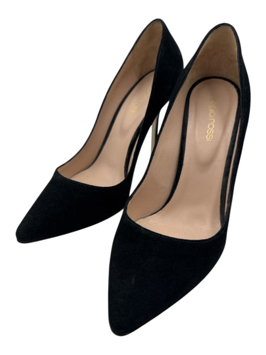 Sergio Rossi Shoe Size 37 Black Suede Pointed Toe Stiletto Pumps Black / 37