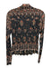 Rebecca Taylor Size S Black Nylon Long Sleeve Floral Mock Neck Pleats Top Black / S