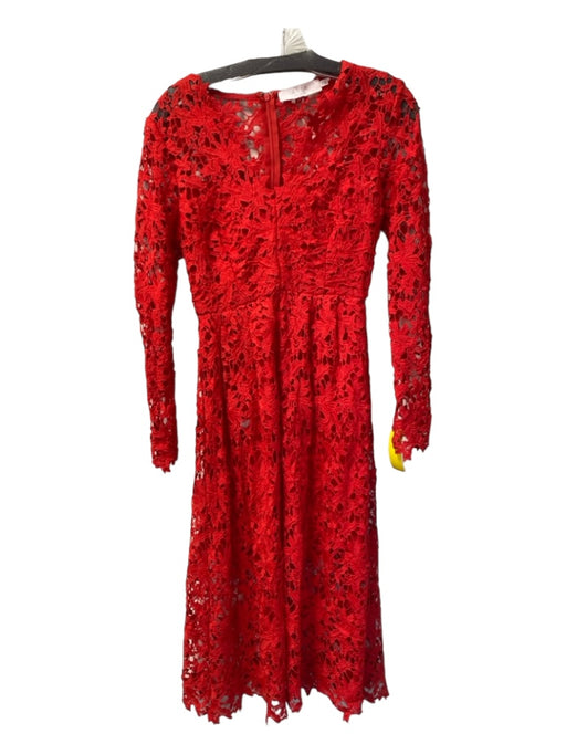 ASTR The Label Size XS Red Polyester Lace Overlay Back Zip V Neck Dress Red / XS