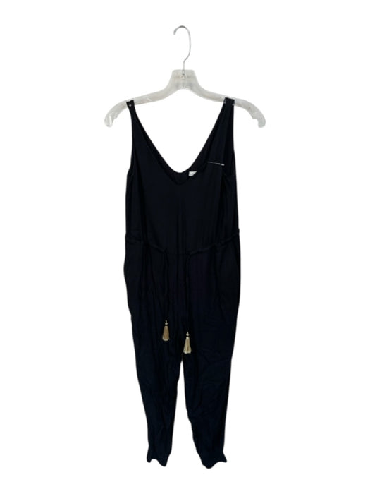 Boden Size 2P Black Viscose Drawstring Waist V Neck Sleeveless Jumpsuit Black / 2P