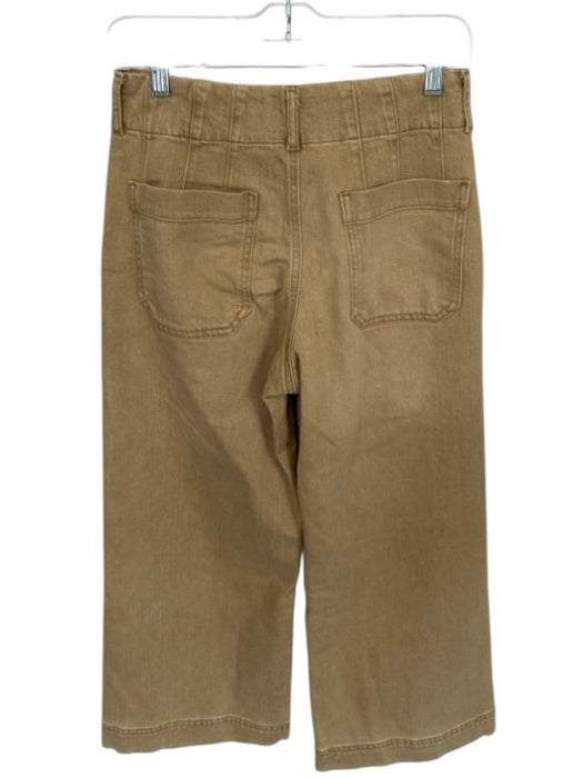 Maeve Size 27P Tan Cotton Denim Front Pockets Wide Leg Colette Pants Tan / 27P