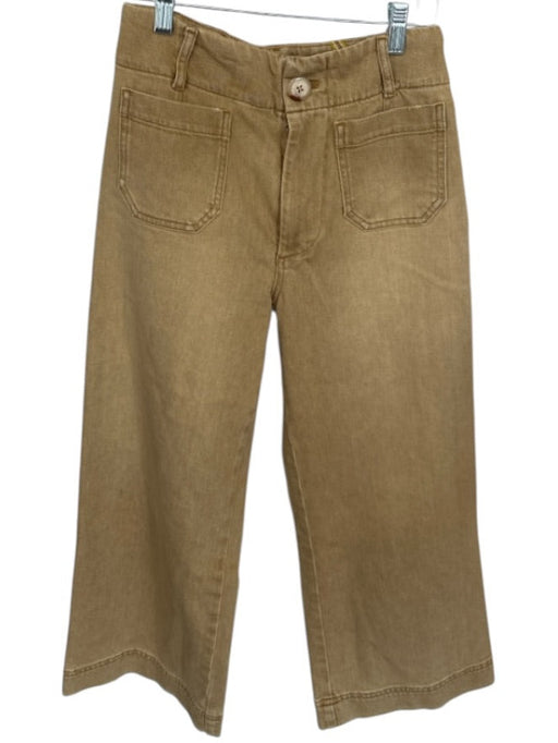 Maeve Size 27P Tan Cotton Denim Front Pockets Wide Leg Colette Pants Tan / 27P