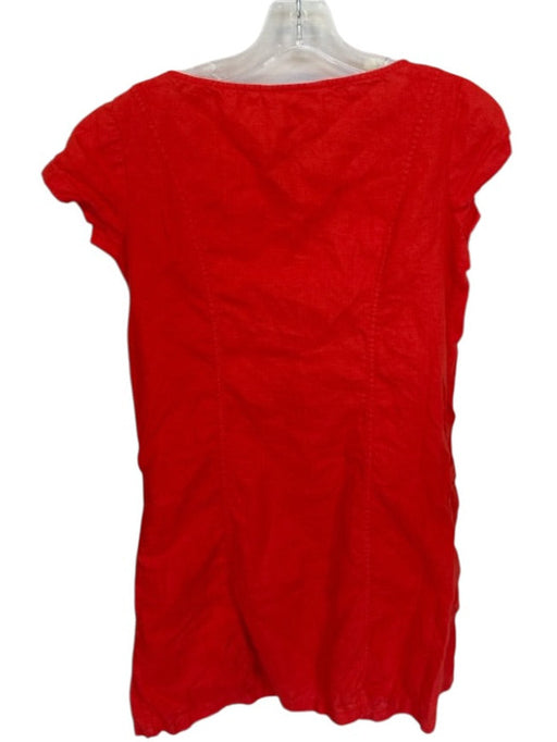 Boden Size 2 Fire Engine Red Linen Scallop Detail Pockets Cap Sleeve Dress Fire Engine Red / 2