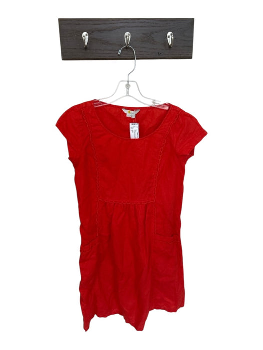 Boden Size 2 Fire Engine Red Linen Scallop Detail Pockets Cap Sleeve Dress Fire Engine Red / 2
