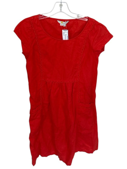 Boden Size 2 Fire Engine Red Linen Scallop Detail Pockets Cap Sleeve Dress Fire Engine Red / 2