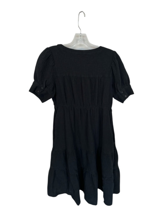Madewell Size 2P Black Cotton Waffle Button Up Flowy Cuff Sleeve Dress Black / 2P