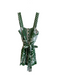 Farm Rio Size XS Green & White Viscose Square Neck Sleeveless 3/4 Button Romper Green & White / XS