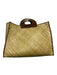 Tan & brown Weave Leather Handle Beach Bag Tan & brown / Large