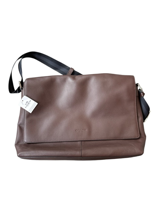 Coach NWT Brown & Black Leather Flap Canvas Messenger Men's Bag Brown & Black