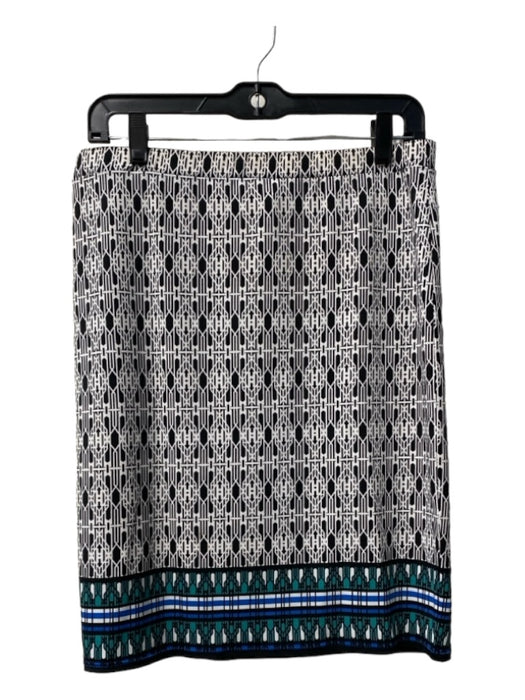 Max Studio Size M White, Black & Multi Polyester Geometric Pencil Stretch Skirt White, Black & Multi / M