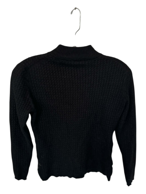 Peter Millar Size M Black Merino Wool Cable Knit Full ZIp Long Sleeve Sweater Black / M