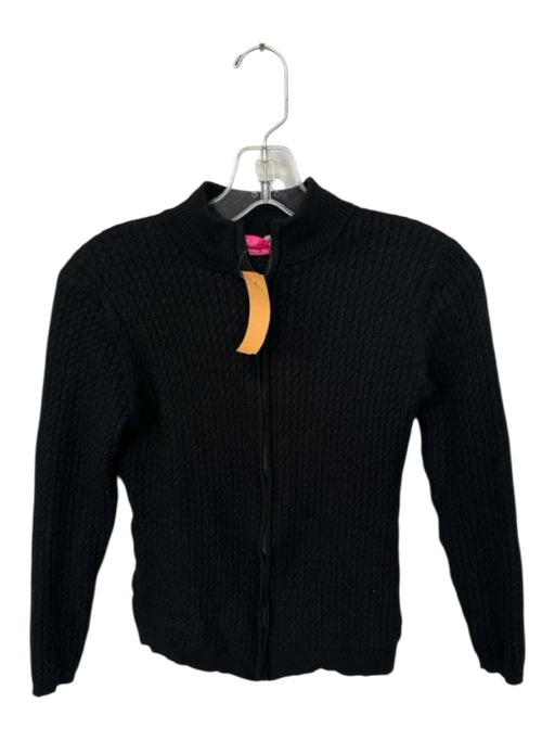 Peter Millar Size M Black Merino Wool Cable Knit Full ZIp Long Sleeve Sweater Black / M