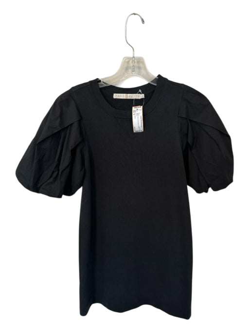Marie Oliver Size S Black Cotton Short Balloon Sleeve Dress Black / S