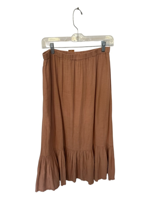 Lilla P Size S Rust Cotton Elastic Waist Maxi Skirt Rust / S