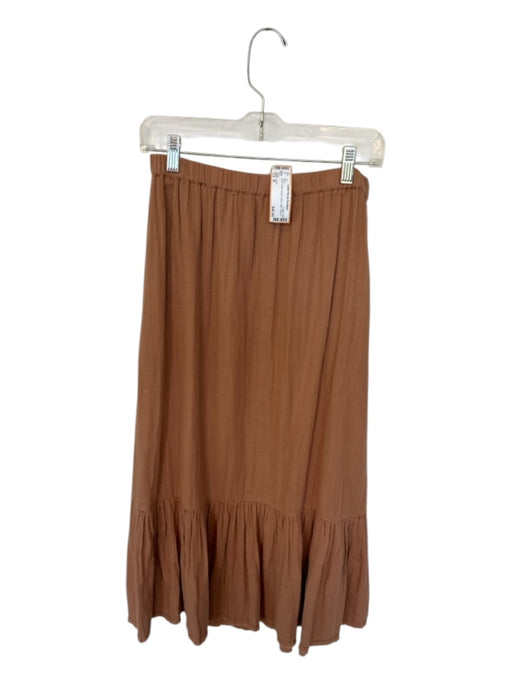 Lilla P Size S Rust Cotton Elastic Waist Maxi Skirt Rust / S