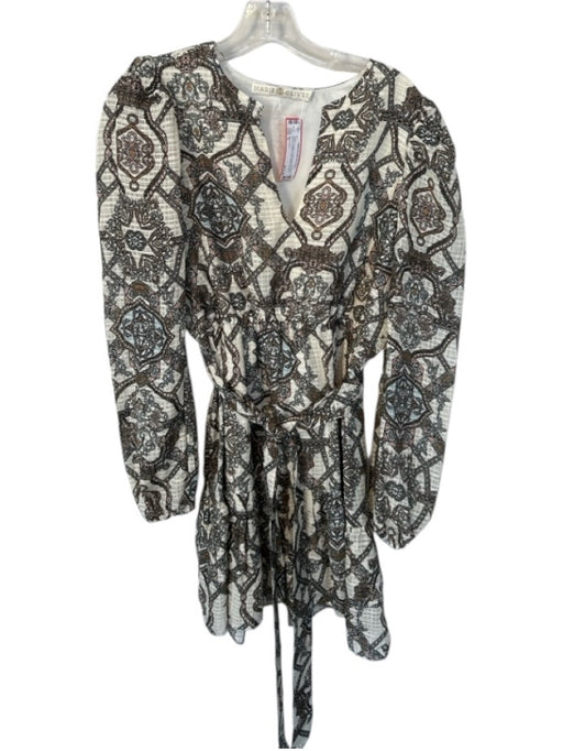 Marie Oliver Size S Green & Peach Linen & Viscose Long Sleeve Kaleidoscope Dress Green & Peach / S