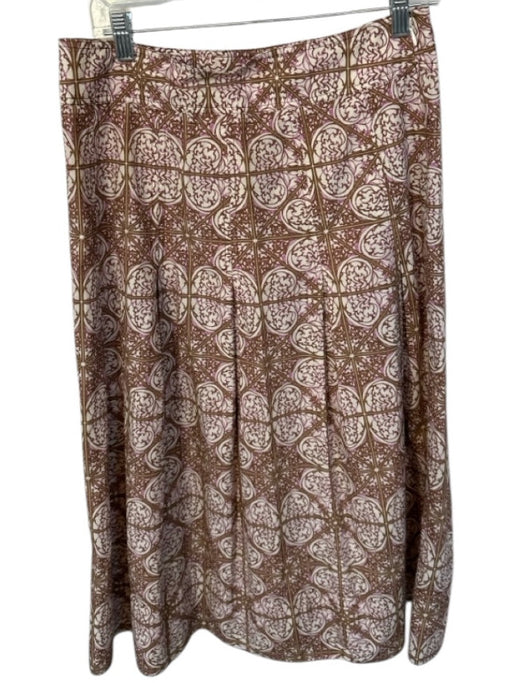 Marie Oliver Size 6 Tan & Purple Cotton Side Zip Kaleidoscope Maxi Skirt Tan & Purple / 6