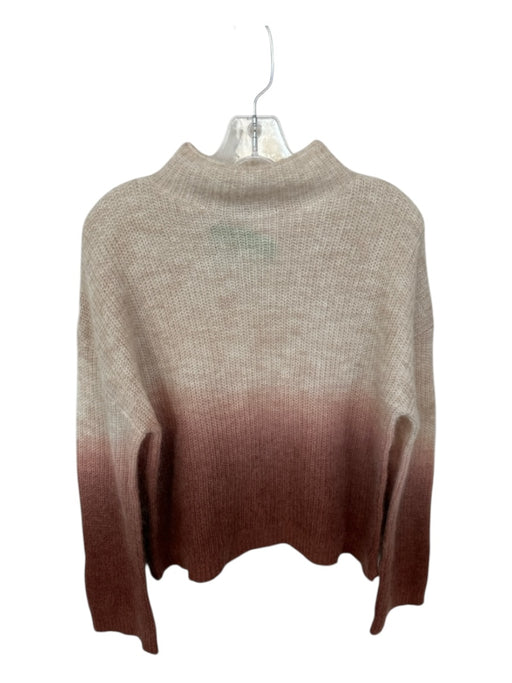 Bella Dahl Size M Cream & Rust Mohair Blend Mock Neck Ombre Knit Sweater Cream & Rust / M