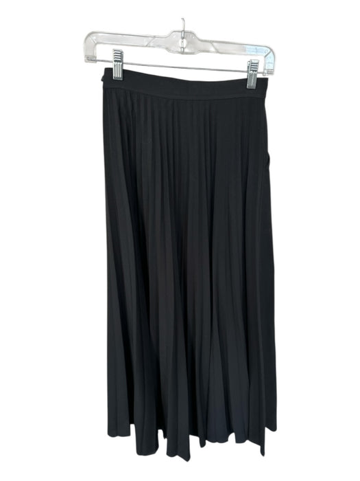Sandro Size 36 Black Viscose Blend Acordian Pleated Midi Skirt Black / 36