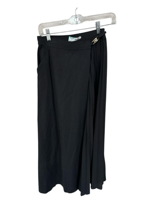 Sandro Size 36 Black Viscose Blend Acordian Pleated Midi Skirt Black / 36