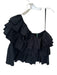 Ulla Johnson Size 6 Black Cotton One Shoulder Ruffle Side Zip Top Black / 6