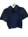 Staud Size M Navy & Black Cotton Blend Collar Zipper Sweater Top Navy & Black / M