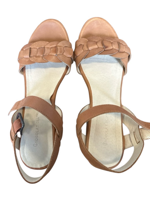 Chocolat Blu Shoe Size 10 Brown Leather Cork Braided Open Toe Sandals Brown / 10