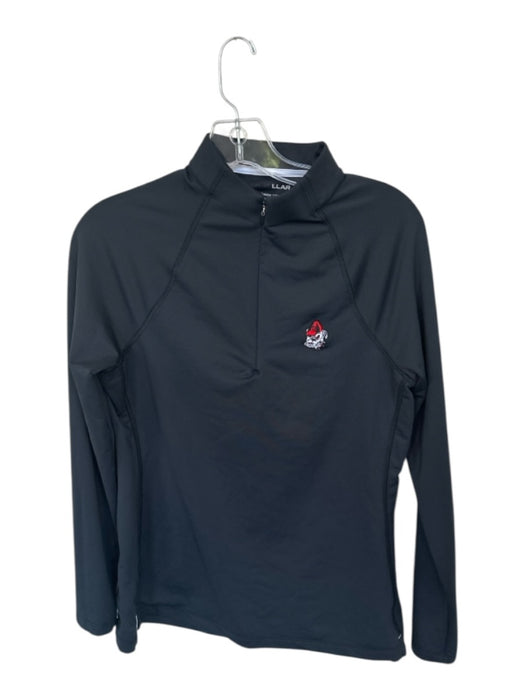 Peter Millar Black & Red Polyester Long Sleeve UGA Golf Pullover Black & Red / M