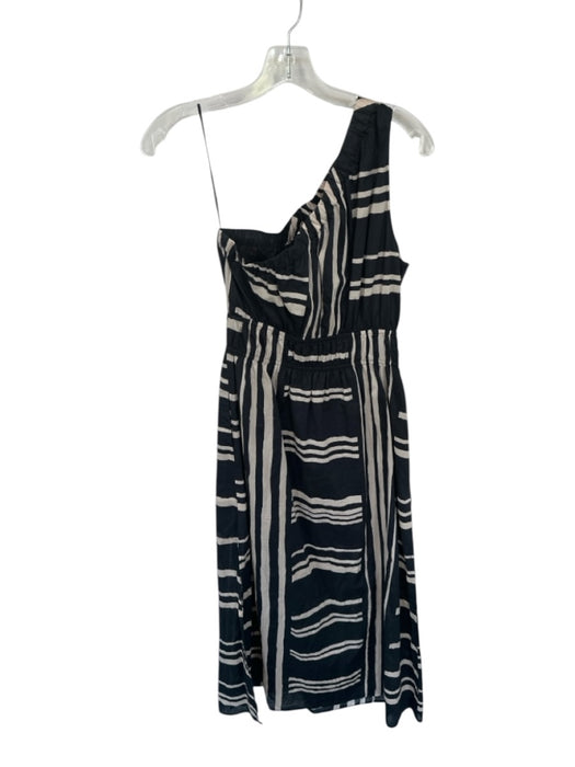 Rails Size S Black & Tan Cotton One Shoulder Lines Elastic Waist Maxi Dress Black & Tan / S