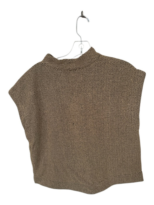 Ivy Jane Size S Tan & black Cotton Cap Sleeve Embroidered V Neck Top Tan & black / S