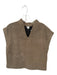 Ivy Jane Size S Tan & black Cotton Cap Sleeve Embroidered V Neck Top Tan & black / S