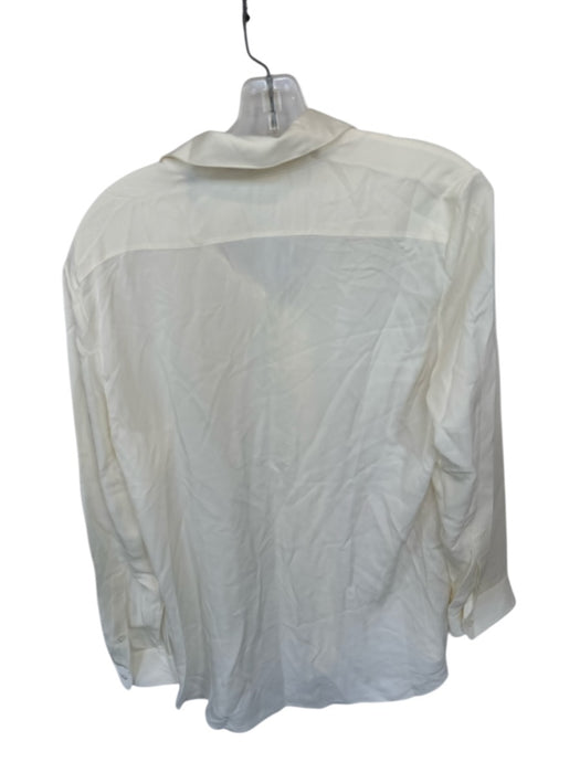Theory Size M Cream Silk Long Sleeve Button Down Top Cream / M