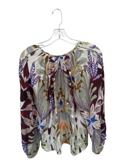 Marie Oliver Size S Maroon & Multi Viscose Long Balloon Sleeve Botanical Top Maroon & Multi / S