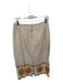 By Anthropologie Size 8 Tan & Orange Cotton Embroidered Back Zip Pencil Skirt Tan & Orange / 8