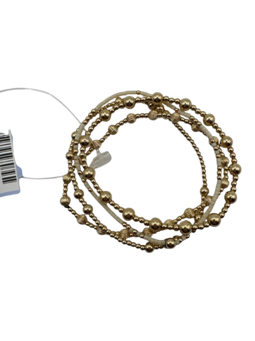 E Newton Gold & Cream Beaded Stretch set of 4 Bracelet Gold & Cream