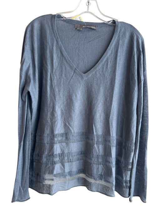 360 Cashmere Size S Blue Linen & Cashmere Long Sleeve V Neck Knit Top Blue / S
