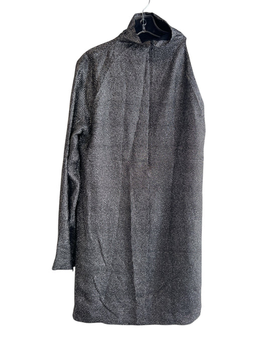 IRO Size 40 Black & Silver Silk & Polyester One Sleeve Zip Back Shiny Dress Black & Silver / 40