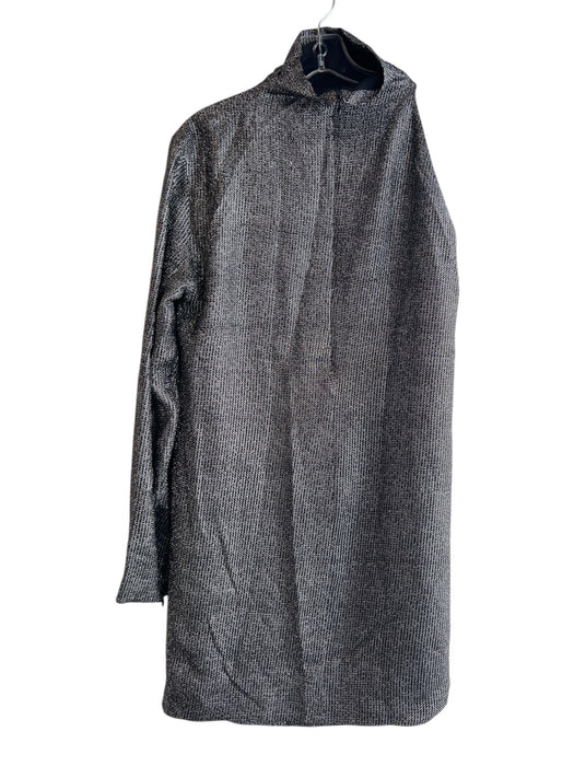 IRO Size 40 Black & Silver Silk & Polyester One Sleeve Zip Back Shiny Dress Black & Silver / 40