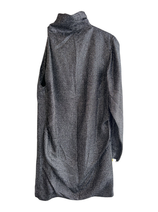 IRO Size 40 Black & Silver Silk & Polyester One Sleeve Zip Back Shiny Dress Black & Silver / 40