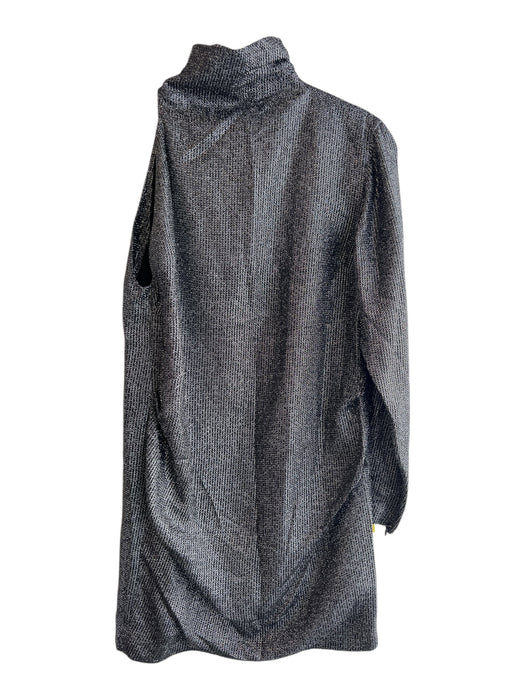 IRO Size 40 Black & Silver Silk & Polyester One Sleeve Zip Back Shiny Dress Black & Silver / 40
